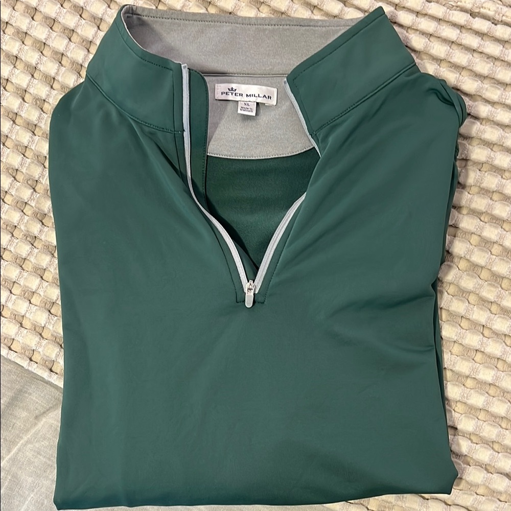 Peter Millar Green Quarter-Zip Pullover